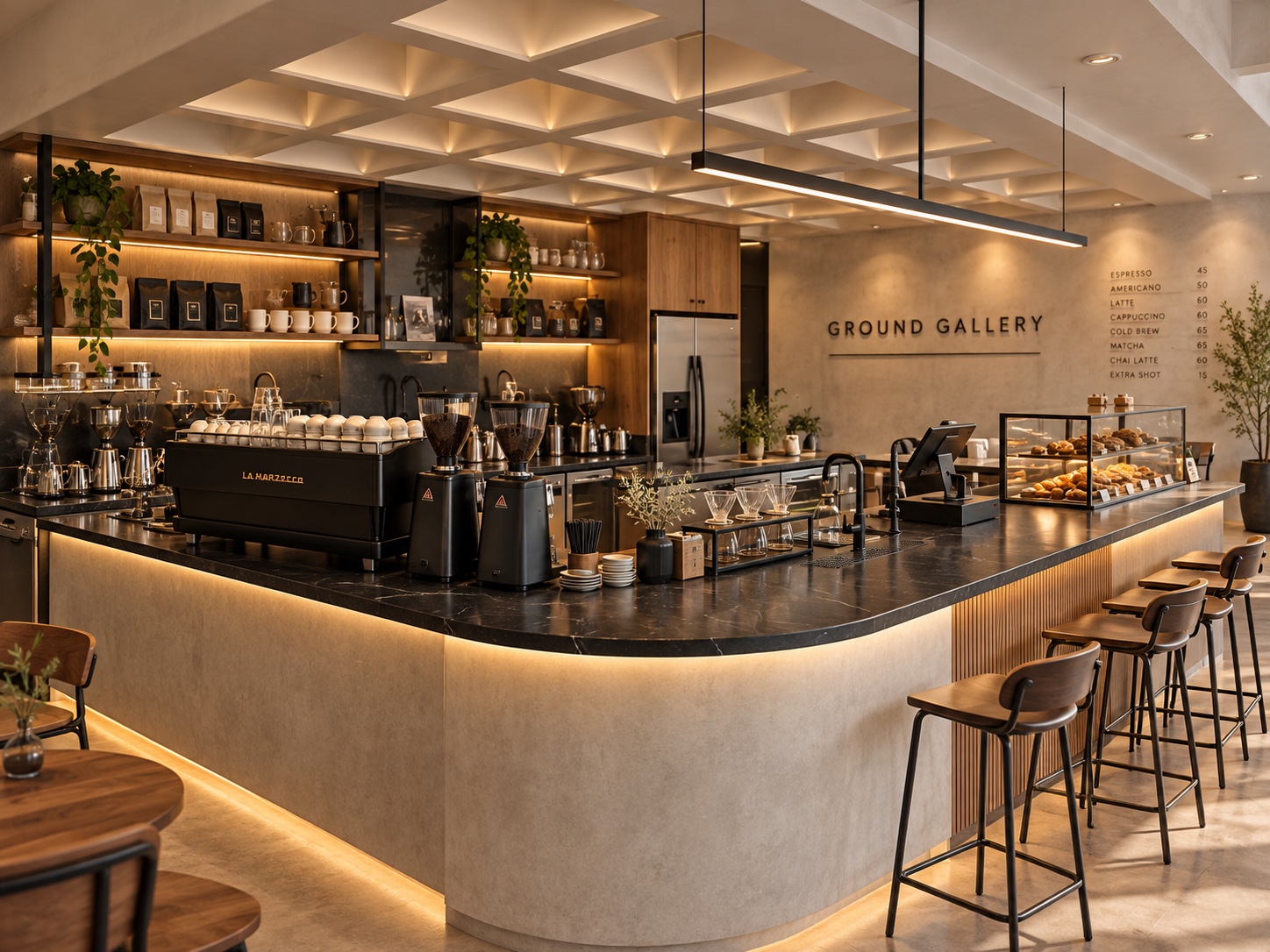 Conceptual Ground Gallery coffee bar for a future hospitality location